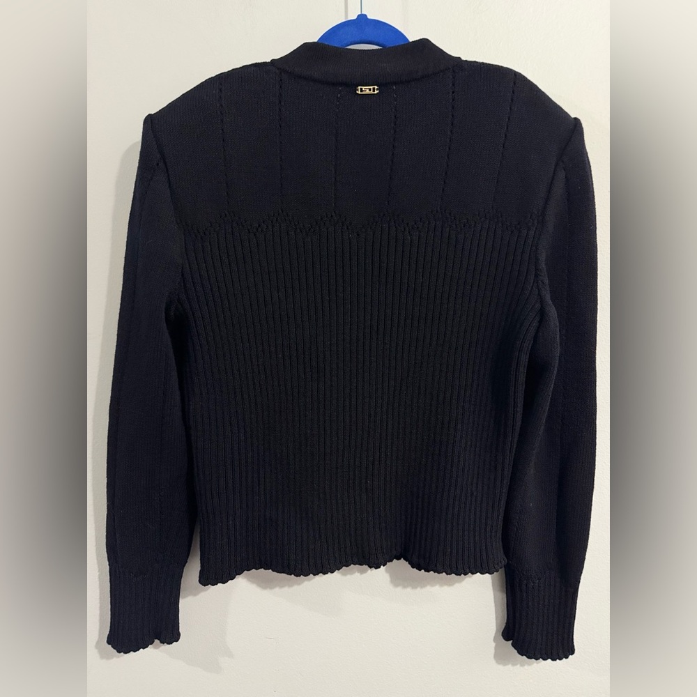 St. John Sport by Marie Gray Black Ribbed Full Zip Sweater Womens Size M - Picture 2 of 3